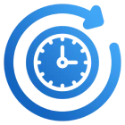 Time management icon in blue